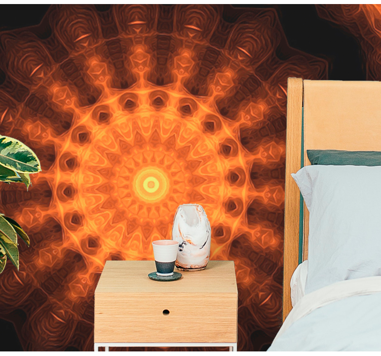 Malet solopgang mandala fototapet - TenStickers