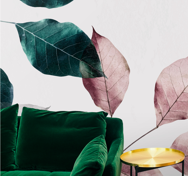 Minimalistiske trægrene med blade fototapet natur - TenStickers