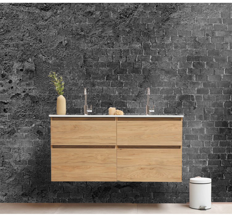 Mørkt beskadiget mursten fototapet - TenStickers