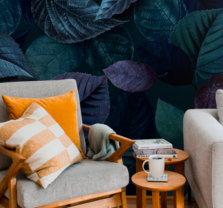 Natur fototapet bløde bladmønstre - TenStickers