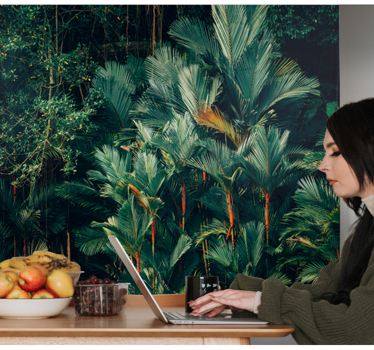 Natur fototapet eksotisk palmeblad - TenStickers