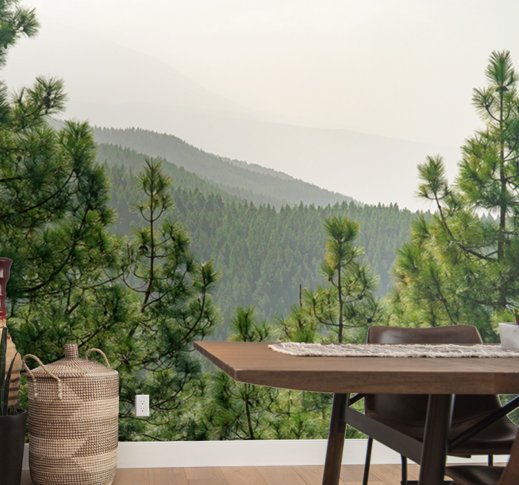 Natur fototapet frodigt grønt landskab - TenStickers