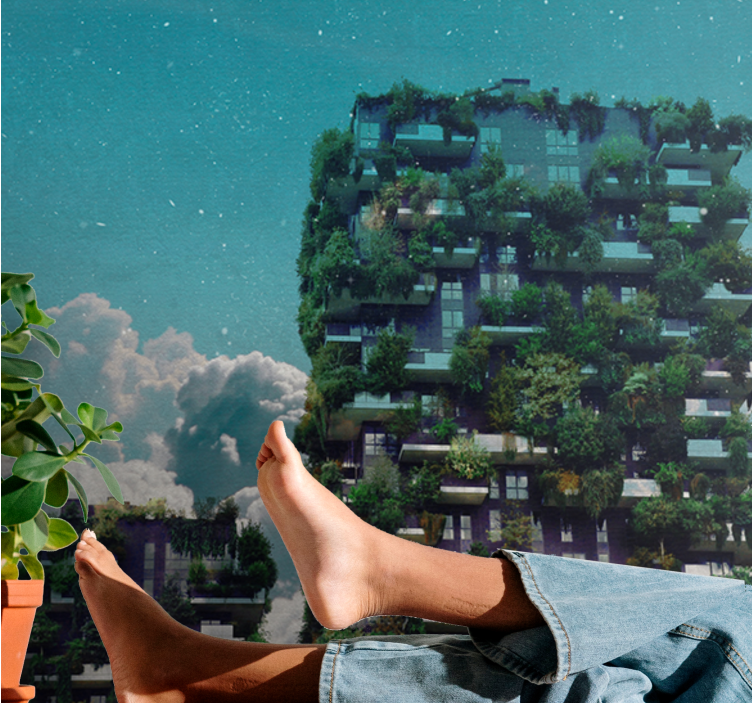 Natur fototapet grøn vertikal have - TenStickers