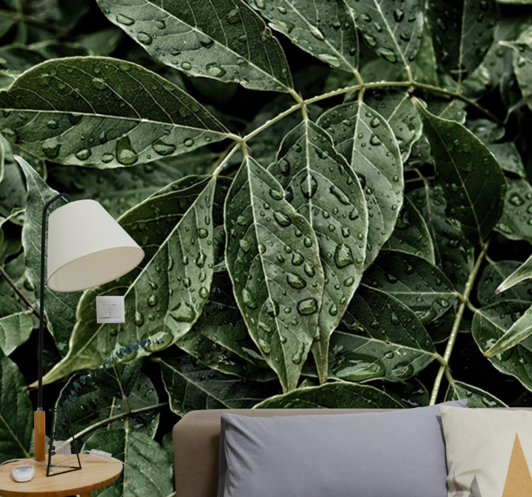 Natur fototapet med livlige blade overflade - TenStickers