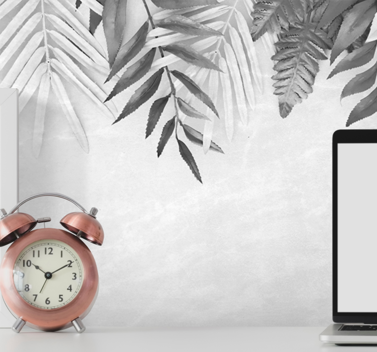 Natur fototapet monokrome bladmønstre - TenStickers