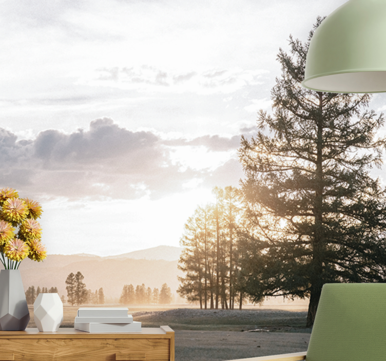 Natur fototapet roelig fyr silhuet - TenStickers