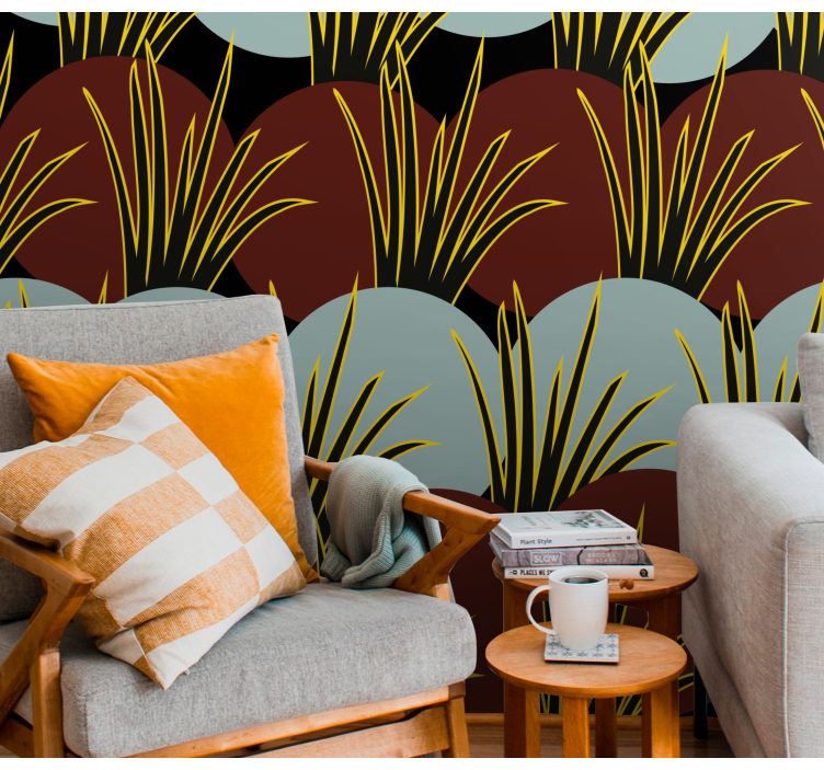 Natur fototapet stiliserede græs mønstre - TenStickers