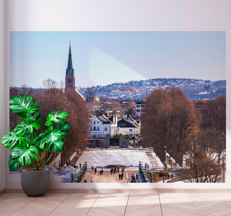 Naturskøn bygade fototapet af byer - TenStickers