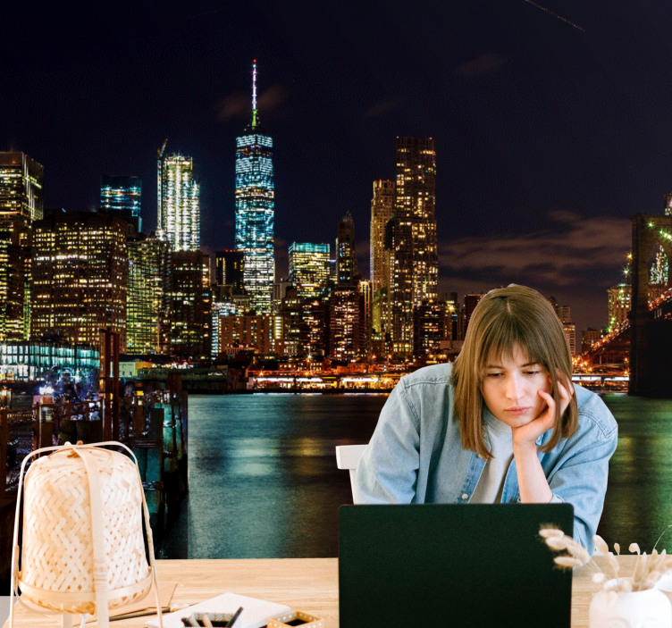 New york fototapet manhattan nattesyn - TenStickers