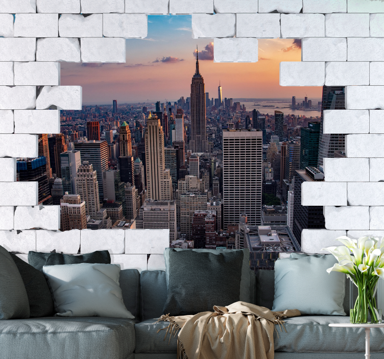 New york fototapet solnedgang over skyline - TenStickers