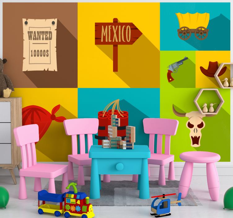 Fototapet til børneværelse wanted mexico tema - TenStickers
