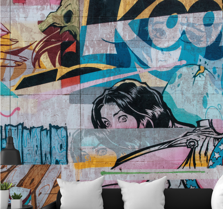 Original farverig graffiti Urban kunst fototapeter - TenStickers