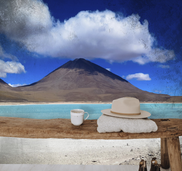 Perspektiv på alpin sø landskab fototapet - TenStickers