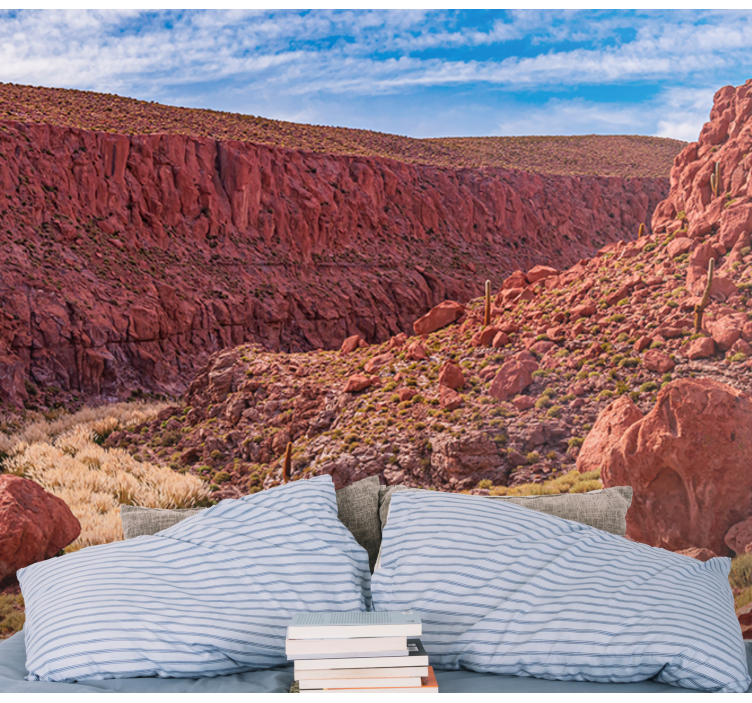 Rød ørkenlandskab fototapet bjerg - TenStickers