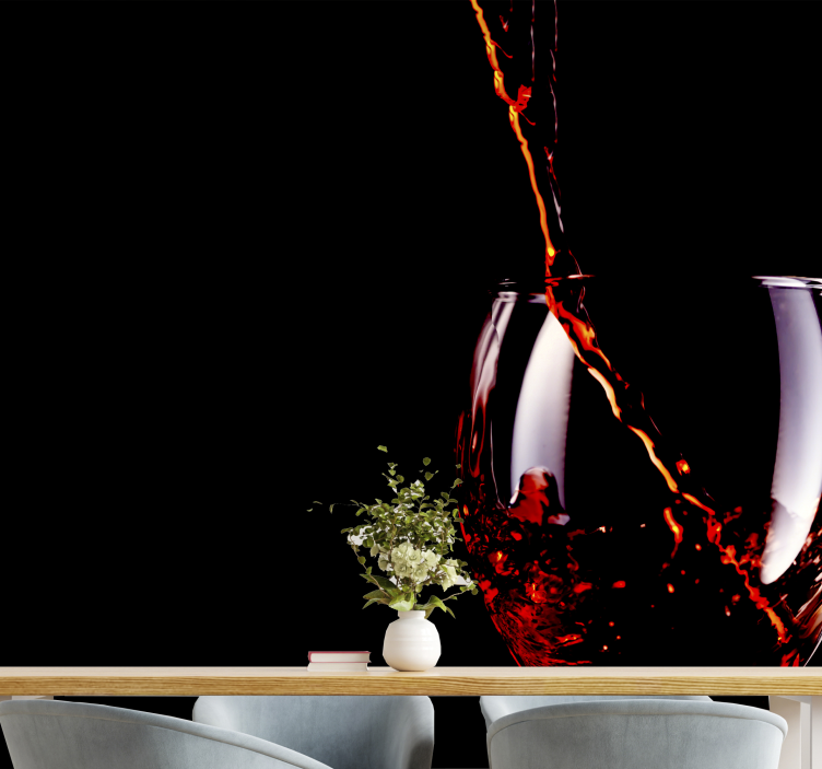 Rødvin påfyldningsglas 3d fototapet - TenStickers