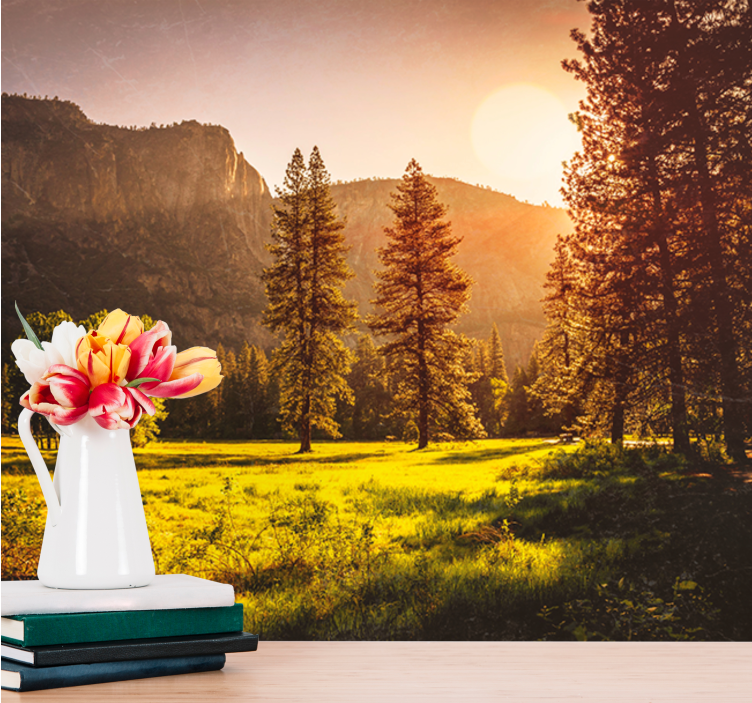 Rolig bjerg solnedgang landskab fototapet - TenStickers