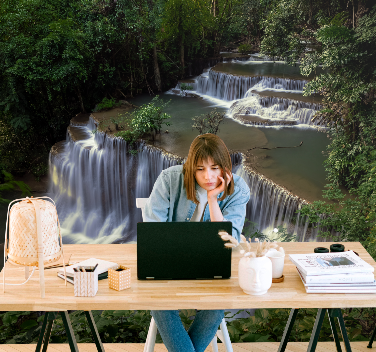 Rolig vandfald tilbagetog natur fototapet - TenStickers