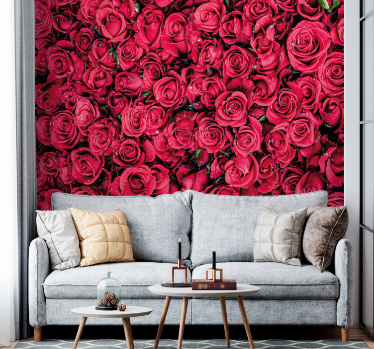 Rose fototapet med livlige rosenblomster - TenStickers