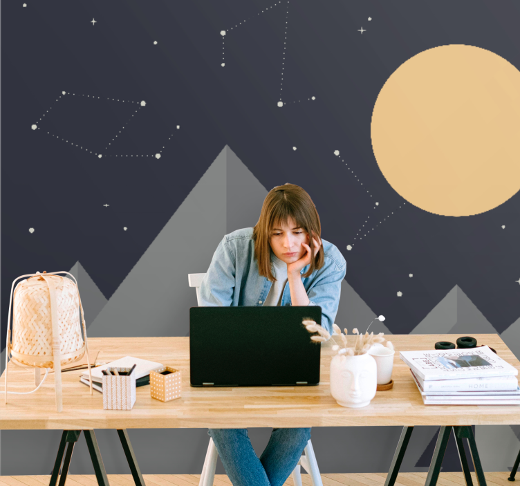 Rummet fototapet måneskinnets bjergtoppe - TenStickers