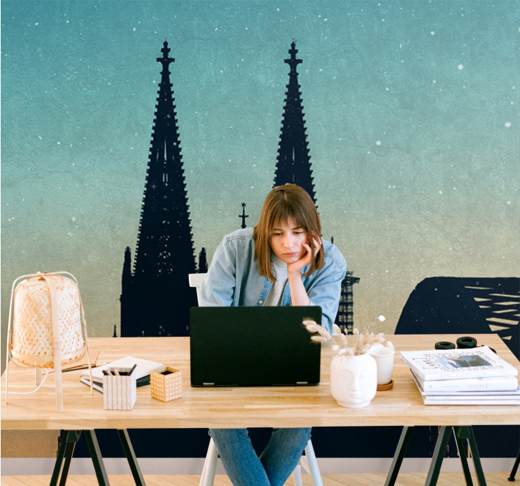 Silhuet af højhuse bygninger fototapet - TenStickers