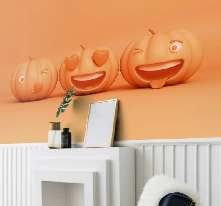 Sjove græskaransigter halloween fototapet - TenStickers