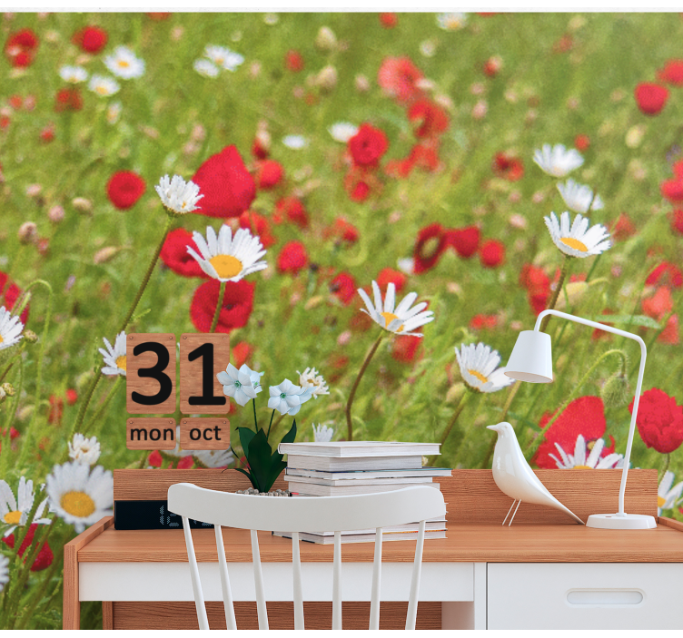 Små hvide blomster valmue - TenStickers