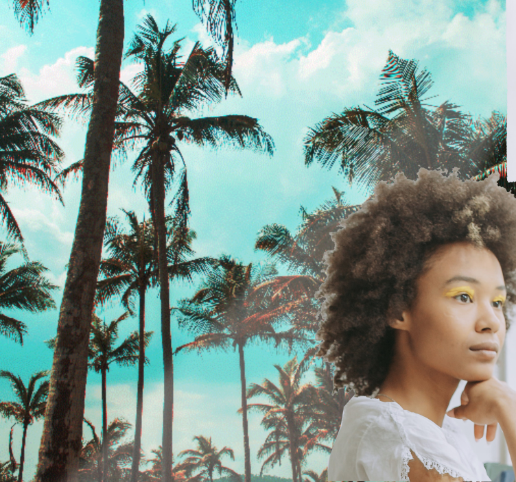 Smukke palmer stille stue fototapet - TenStickers