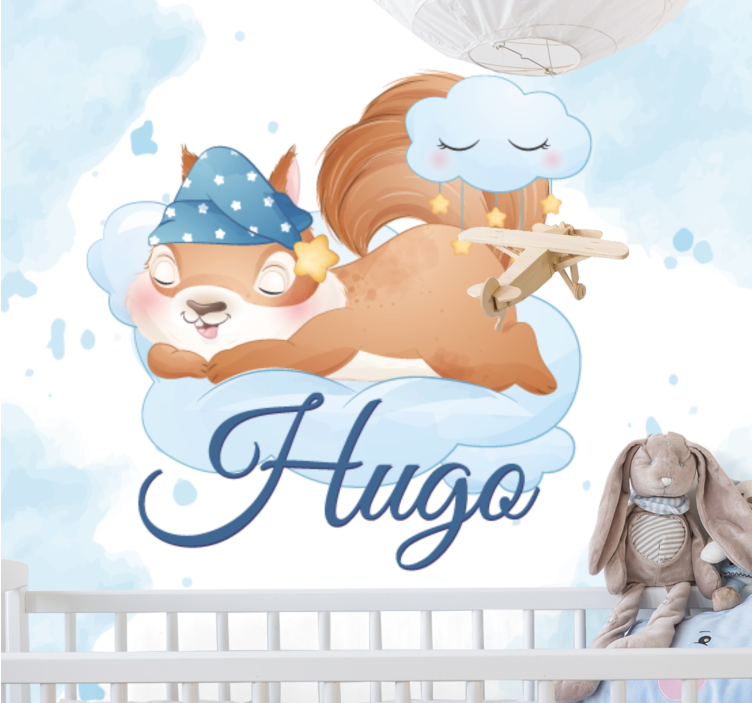 Sød egern til dreng med navn planteskole fototapet - TenStickers