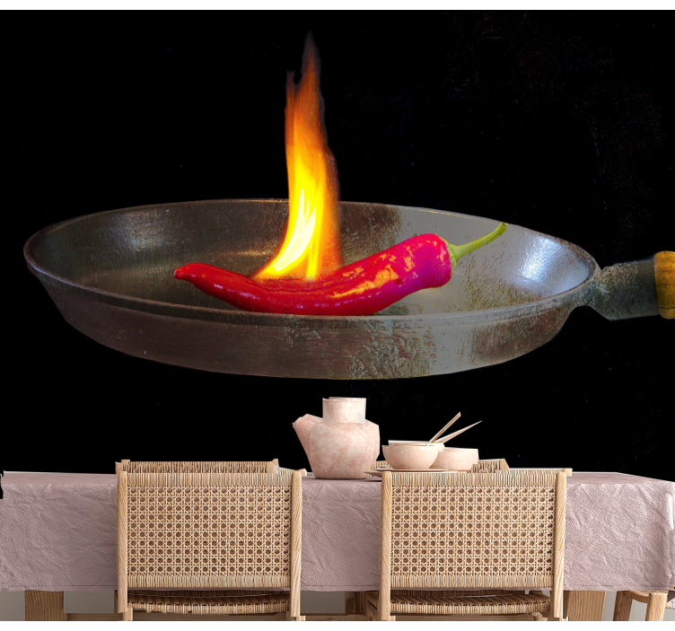 Stærk chili peber køkken fototapet - TenStickers