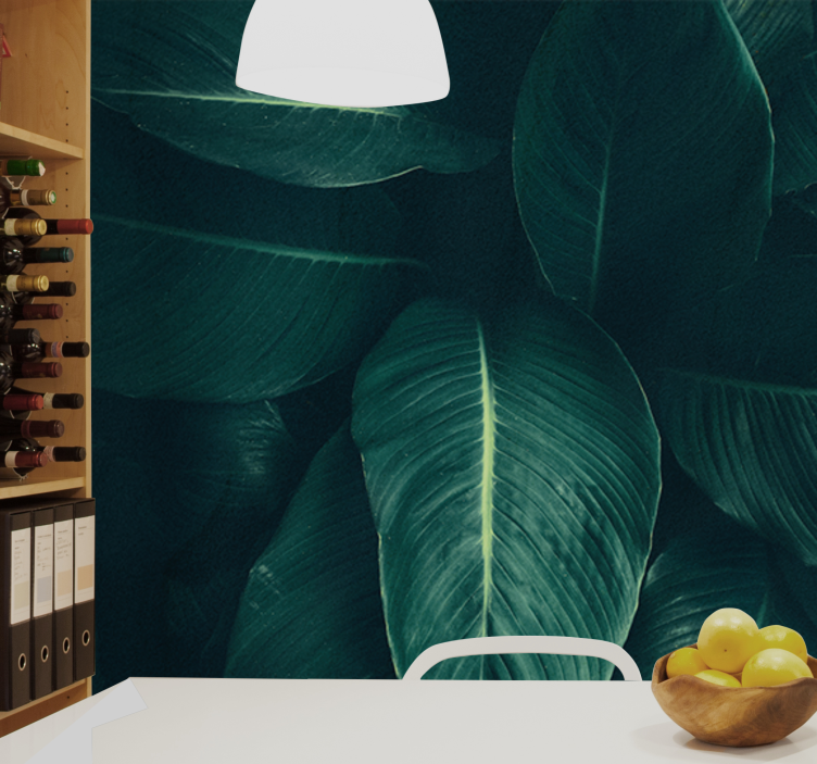 Store grønne tropiske blade natur fototapet - TenStickers