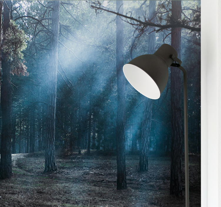 Tåget tåget sti fototapet skov - TenStickers