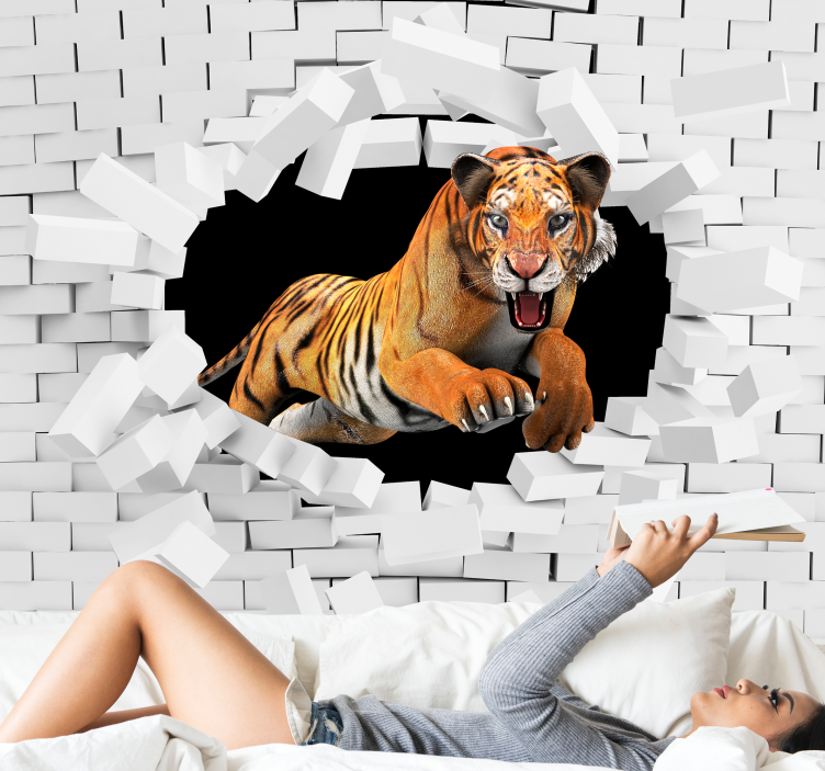 Animeret tiger 3d fototapet - TenStickers
