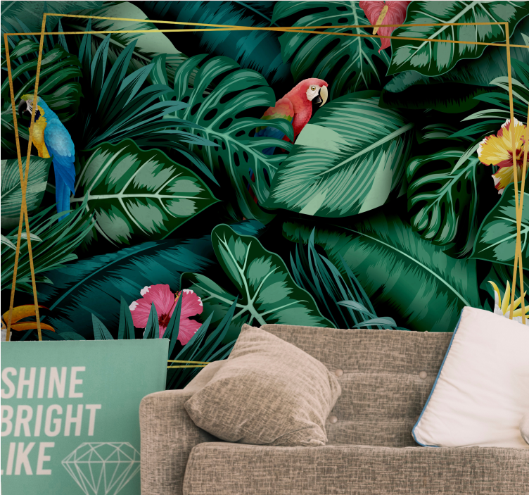 Tropisk regnskovsfugle fototapet - TenStickers