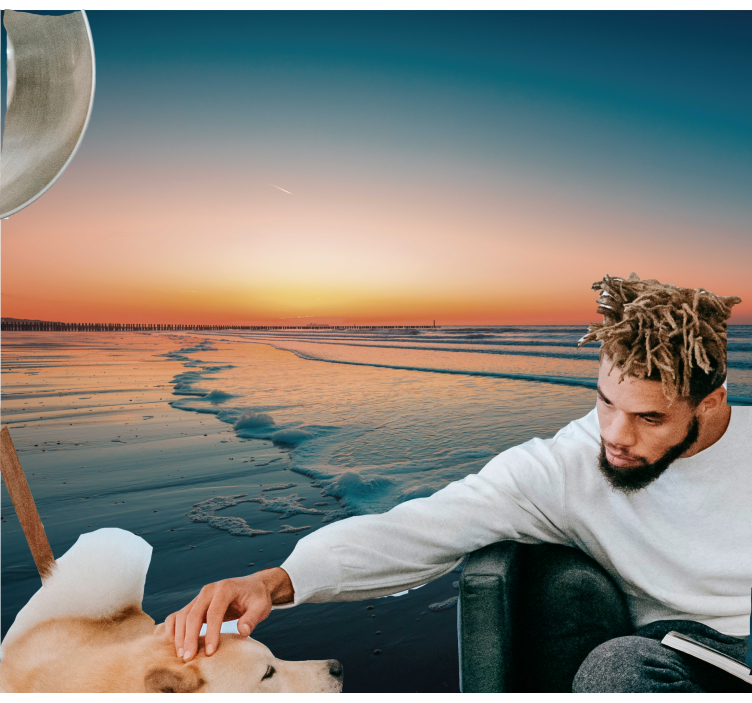 Udsigt over havet stue vægmaleri - TenStickers