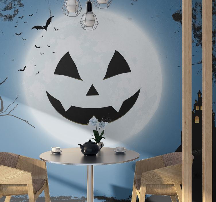 Uhyggeligt græskargrin halloween fototapet - TenStickers