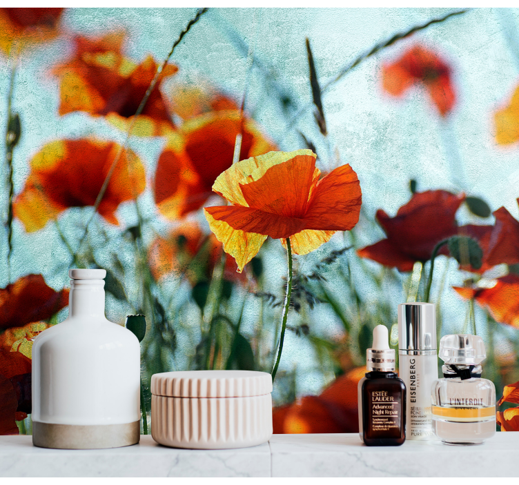 Valmue fototapet livlige valmueblomster - TenStickers