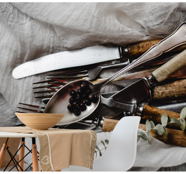 Vintage redskaber ensemble køkken fototapet - TenStickers