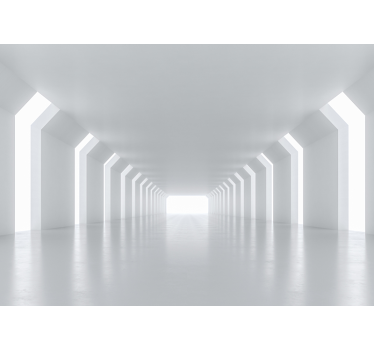 Hvid tunnel med lys for enden 3d fototapet - TenStickers