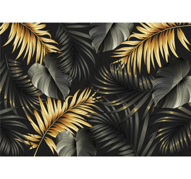 Gyldne planter 3d effekt foto fototapet - TenStickers
