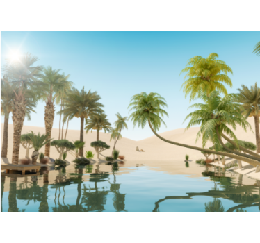 Oasis blå ørken fototapet - TenStickers