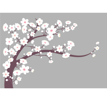 Hvide blomster med grå baggrund 3d fototapet tapet - TenStickers