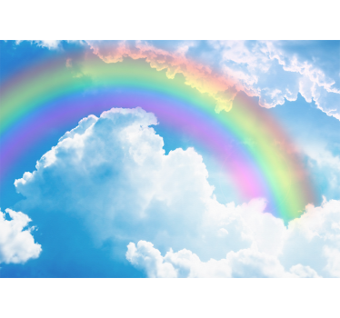 Regnbue på en blå himmel med nattehimmel fototapet - TenStickers