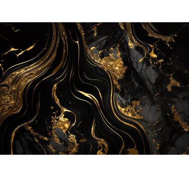 Sort og guld marmor fototapet stue - TenStickers