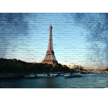 Paris eiffeltårnet tekstur mursten tapet - TenStickers