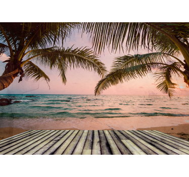 Paradis strand 3d vægmaleri tapet - TenStickers