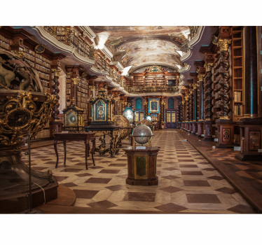 Gamle bibliotek vintage fototapet - TenStickers