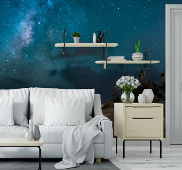Blå nattehimmel fuld af stjerner nattehimmel fototapet - TenStickers