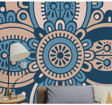 Blomstermandala-udsmykning mønster fototapet - TenStickers