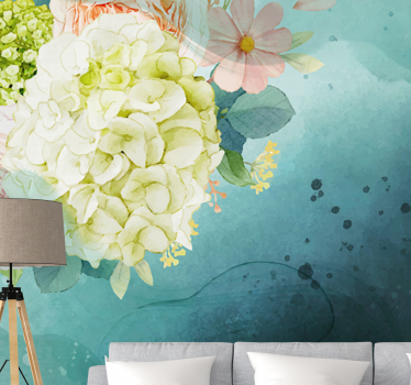 Blomstret boheme stil blomster fototapet - TenStickers
