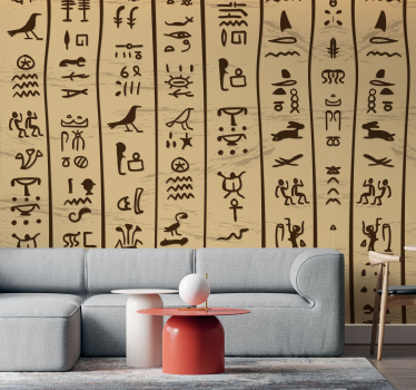Egyptiske hieroglyffer stue vægmaleri - TenStickers